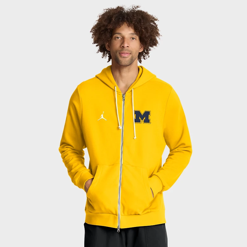 Men's Jordan Brand Navy Michigan Wolverines 2025 Sideline Standard Issue Dri-FIT Full-Zip Hoodie