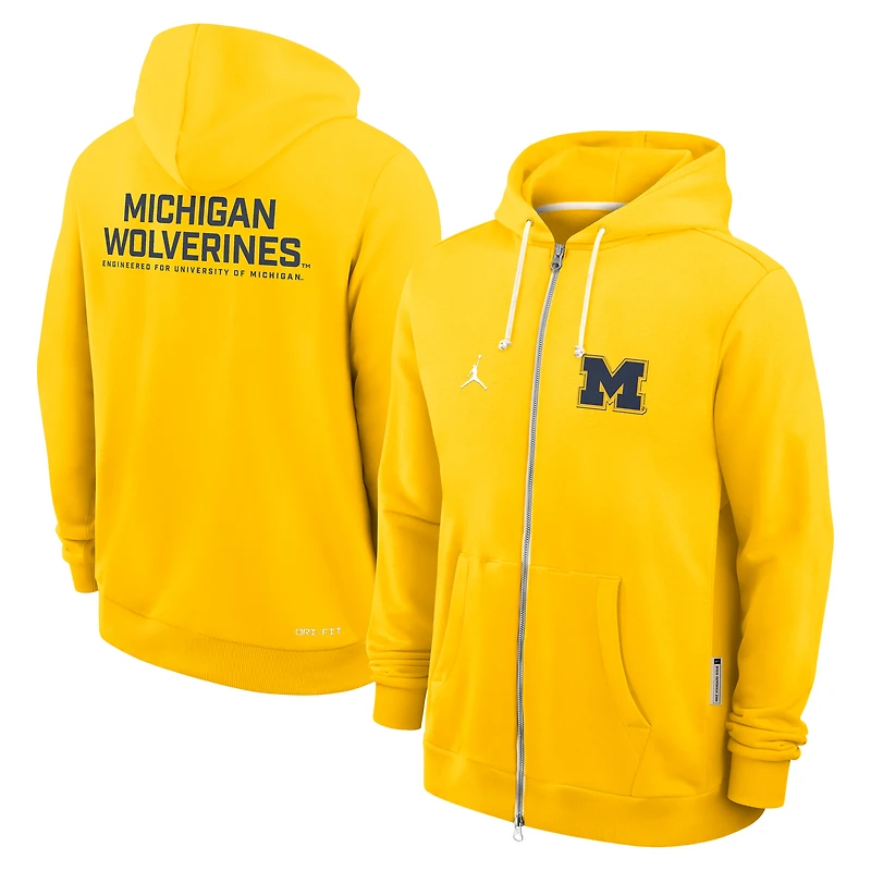 Men's Jordan Brand Maize Michigan Wolverines 2025 Sideline Standard Issue Dri-FIT Full-Zip Hoodie