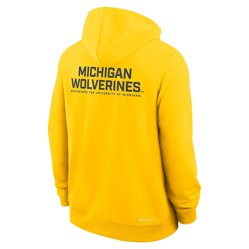 Men's Jordan Brand Navy Michigan Wolverines 2025 Sideline Standard Issue Dri-FIT Full-Zip Hoodie
