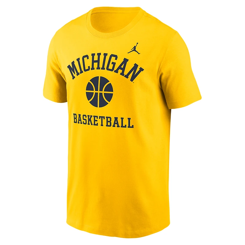 T-shirt Jordan Brand Maize Michigan Wolverines pour homme avec icône de basket-ball