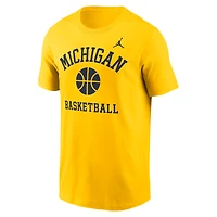 T-shirt Jordan Brand Maize Michigan Wolverines pour homme avec icône de basket-ball