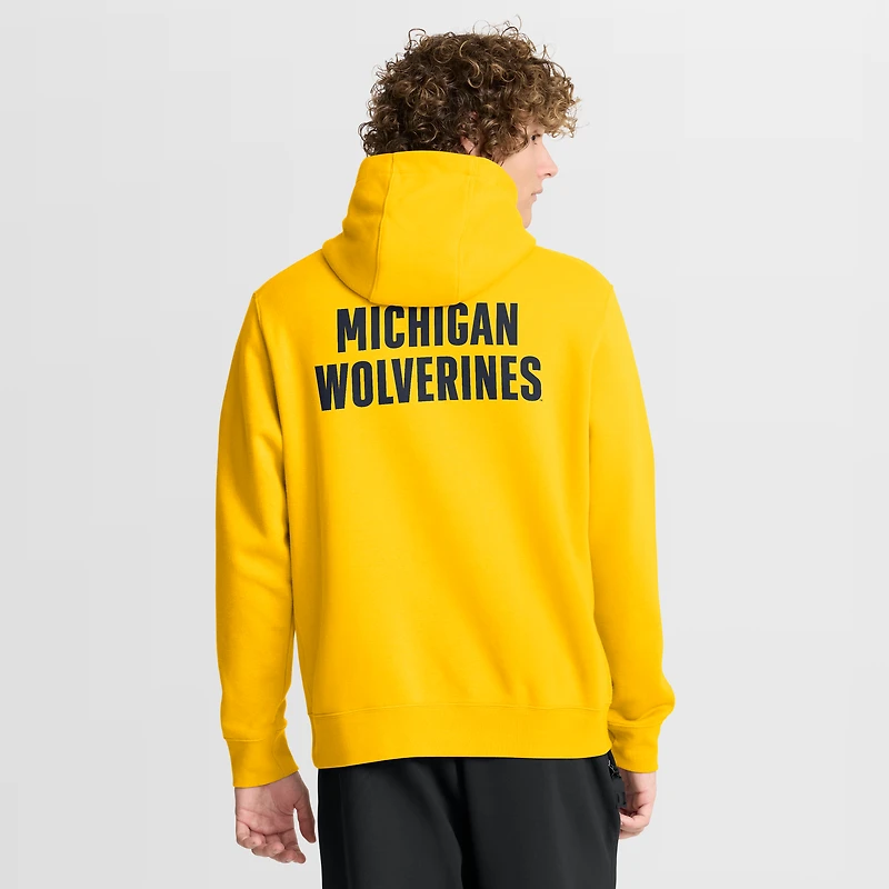 Men's Jordan Brand Maize Michigan Wolverines Basketball Two-Hit Club Fleece Pullover Hoodie