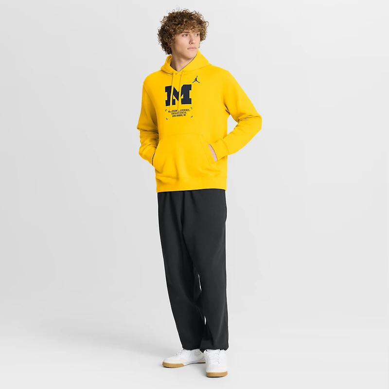 Men's Jordan Brand Maize Michigan Wolverines Basketball Two-Hit Club Fleece Pullover Hoodie