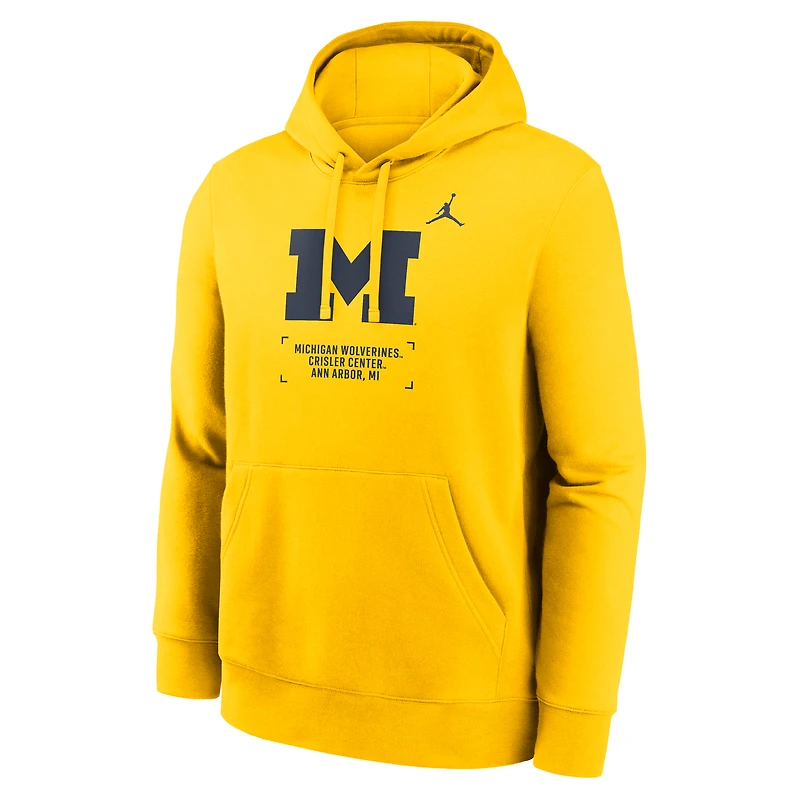 Men's Jordan Brand Maize Michigan Wolverines Basketball Two-Hit Club Fleece Pullover Hoodie