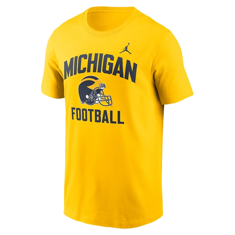Men's Jordan Brand Maize Michigan Wolverines Campus Football Helmet T-Shirt