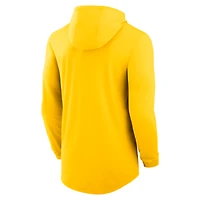 Men's Jordan Brand Maize Michigan Wolverines Classic Arch Tri-Blend Dri-FIT Long Sleeve Hoodie T-Shirt