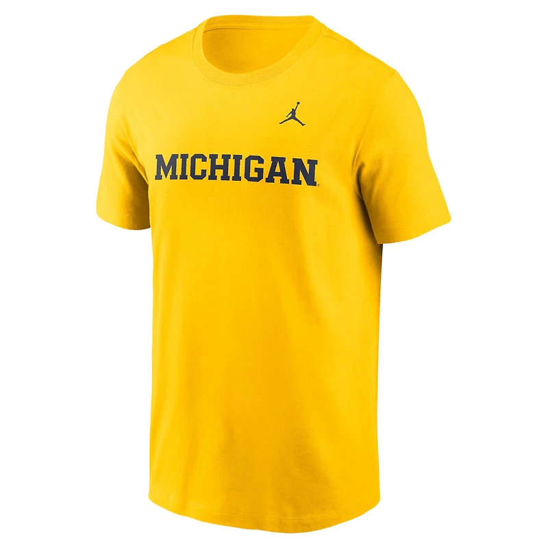 T-shirt Jordan Brand Maize Michigan Wolverines Primetime Wordmark pour homme