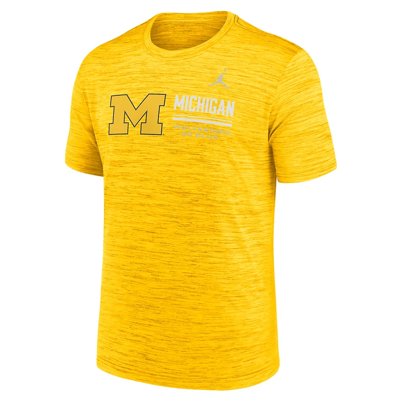 T-shirt Jordan Brand bleu marine Michigan Wolverines Sideline Velocity Dri-FIT pour homme