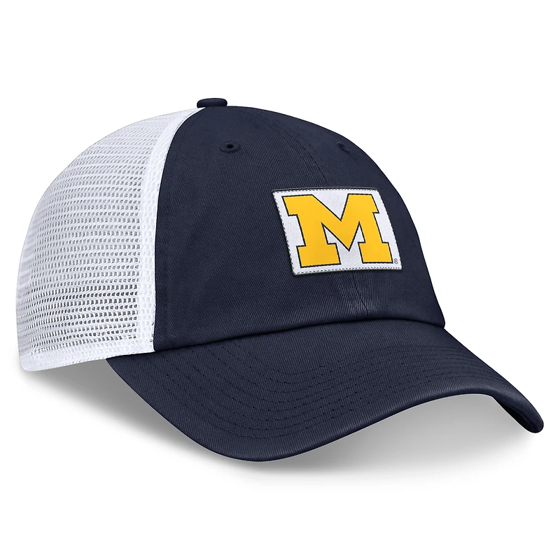 Casquette ajustable Jordan Brand bleu marine/blanc pour homme Michigan Wolverines Primetime Club Trucker