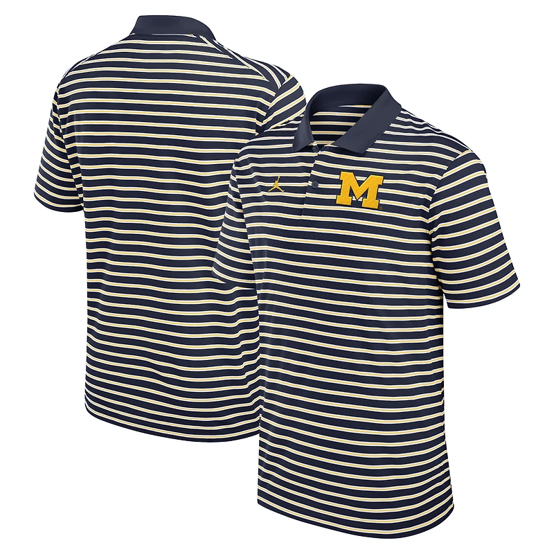 Polo Jordan Brand Dri-FIT rayé bleu marine/blanc pour homme des Michigan Wolverines Primetime Victory