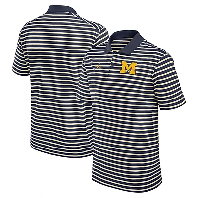 Polo Jordan Brand Dri-FIT rayé bleu marine/blanc pour homme des Michigan Wolverines Primetime Victory