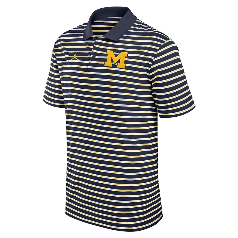 Men's Jordan Brand Navy/White Michigan Wolverines Primetime Victory Striped Performance Polo
