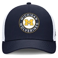 Men's Jordan Brand Navy/White Michigan Wolverines Rise Primetime Performance Trucker Adjustable Hat