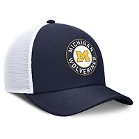Men's Jordan Brand Navy/White Michigan Wolverines Rise Primetime Performance Trucker Adjustable Hat