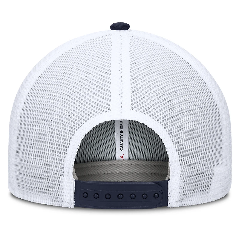 Men's Jordan Brand Navy/White Michigan Wolverines Rise Primetime Performance Trucker Adjustable Hat