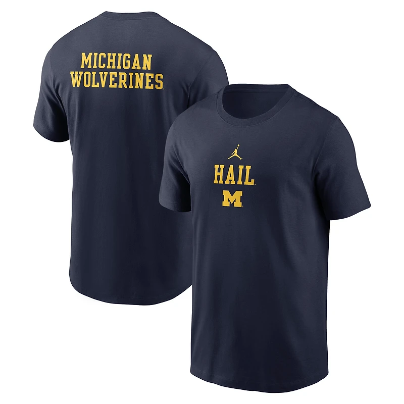 T-shirt Jordan Brand bleu marine Michigan Wolverines 2-Hit Stacked pour homme
