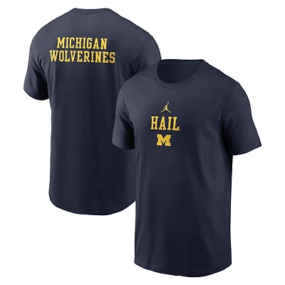 T-shirt Jordan Brand bleu marine Michigan Wolverines 2-Hit Stacked pour homme