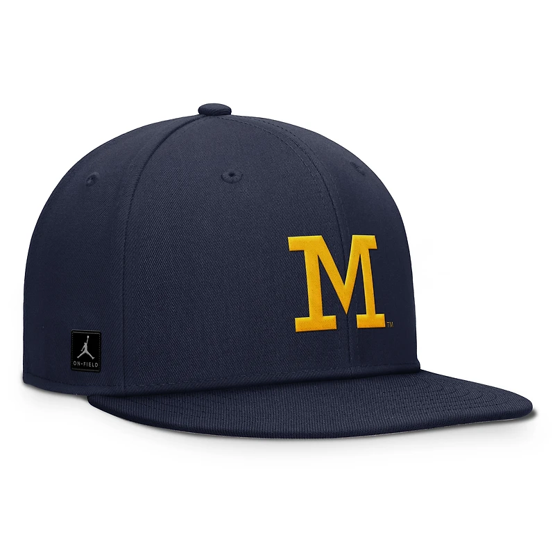 Men's Jordan Brand Navy Michigan Wolverines 2024 Sideline Coaches Fitted Hat