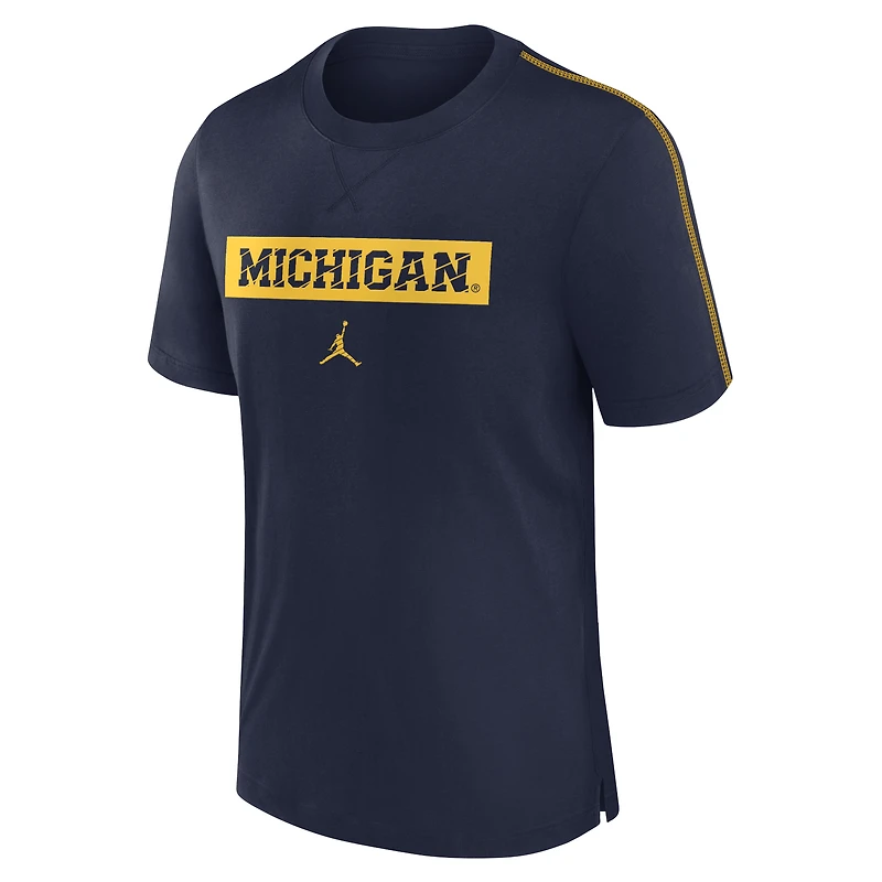 Men's Jordan Brand Navy Michigan Wolverines 2024 Sideline Player Performance Tri-Blend T-Shirt