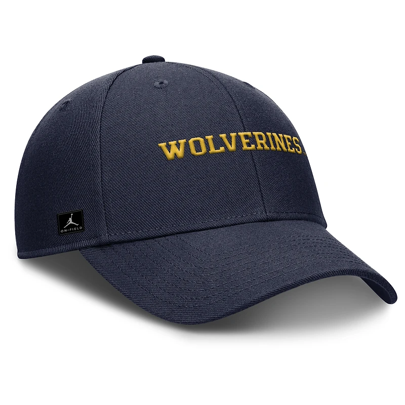 Men's Jordan Brand Navy Michigan Wolverines 2025 On-Field Rise Performance Adjustable Hat
