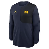 Men's Jordan Brand Navy Michigan Wolverines 2025 Sideline Coach UV Dri-FIT Long Sleeve Shirt