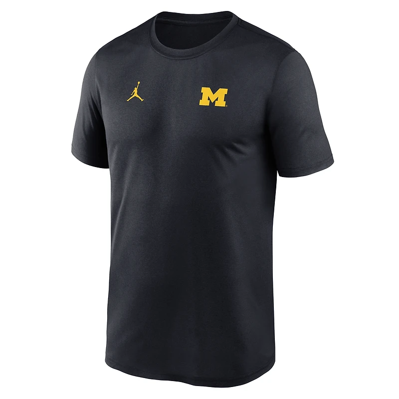 Men's Jordan Brand Navy Michigan Wolverines 2025 Sideline Small Logo Legend Dri-FIT T-Shirt