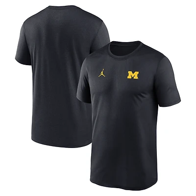 Men's Jordan Brand Navy Michigan Wolverines 2025 Sideline Small Logo Legend Dri-FIT T-Shirt