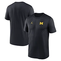 Men's Jordan Brand Navy Michigan Wolverines 2025 Sideline Small Logo Legend Dri-FIT T-Shirt