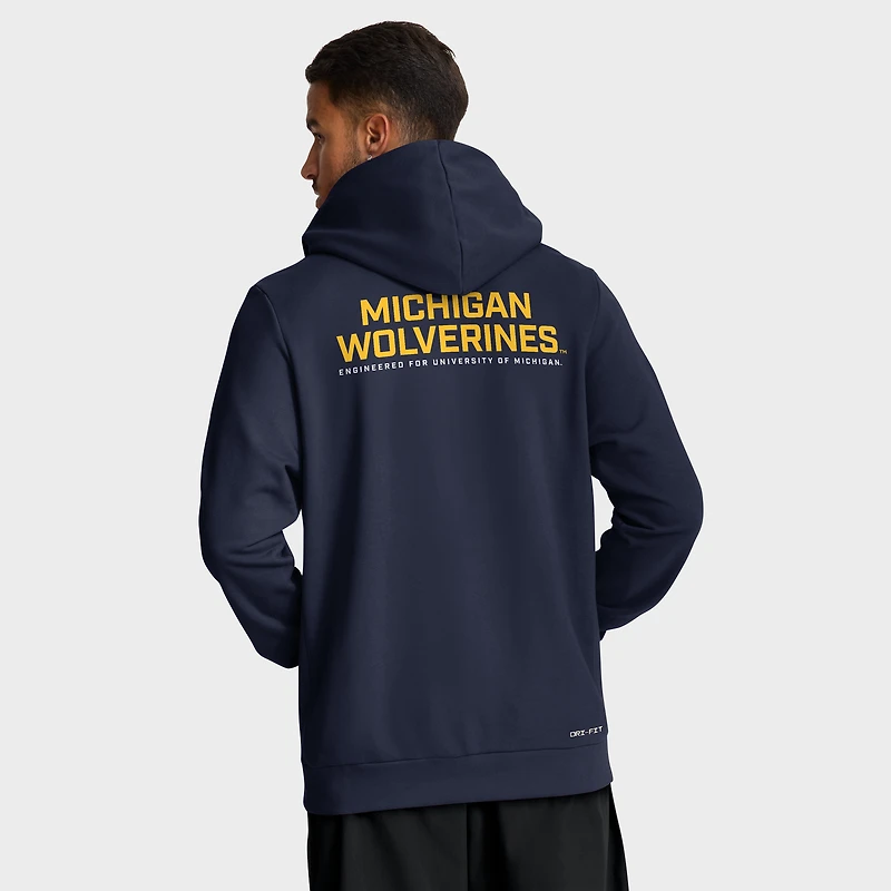 Sweat à capuche zippé Jordan Brand bleu marine Michigan Wolverines 2025 Sideline Standard Issue Dri-FIT pour homme