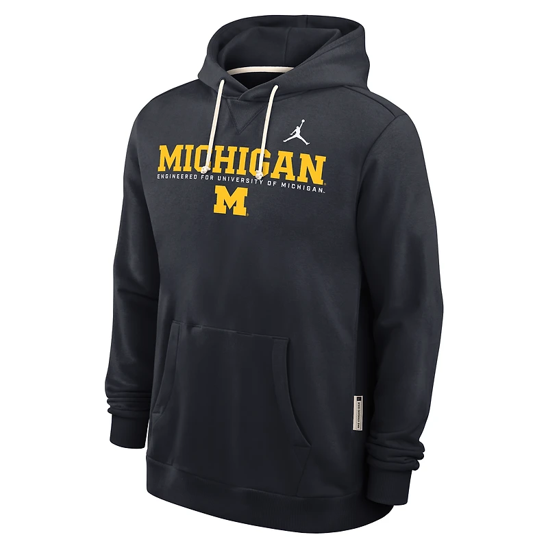 Men's Jordan Brand Navy Michigan Wolverines 2025 Sideline Standard Issue Dri-FIT Hoodie