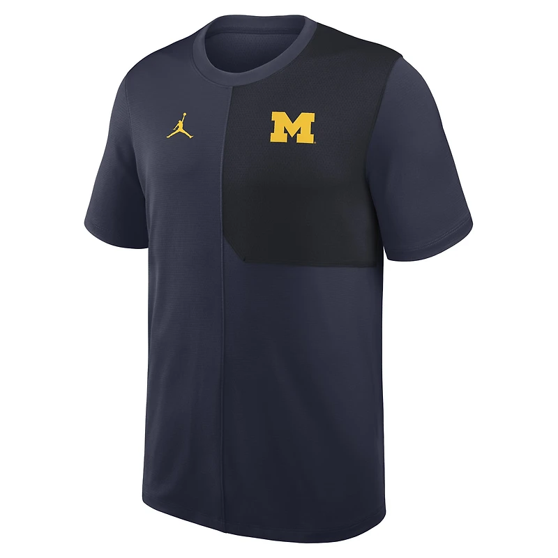 Men's Jordan Brand Navy Michigan Wolverines 2025 Sideline UV Dri-FIT Coach Shirt
