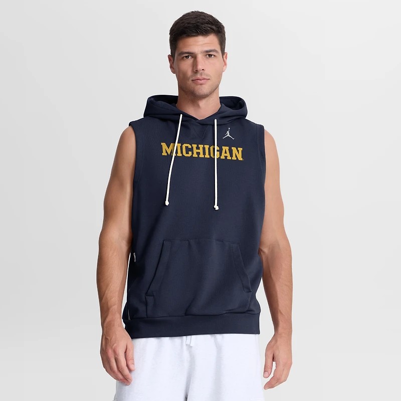 Men's Jordan Brand Navy Michigan Wolverines 2026 Sideline Sleeveless Dri-FIT Hoodie