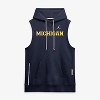 Sweat à capuche sans manches Jordan Brand Navy Michigan Wolverines 2026 Sideline pour homme, en tissu Dri-FIT