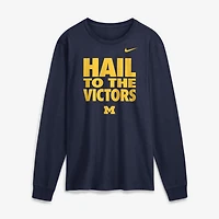 Men's Jordan Brand  Navy Michigan Wolverines 2026 Sideline Slogan Dri-FIT Long Sleeve T-Shirt