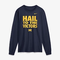 Men's Jordan Brand  Navy Michigan Wolverines 2026 Sideline Slogan Dri-FIT Long Sleeve T-Shirt