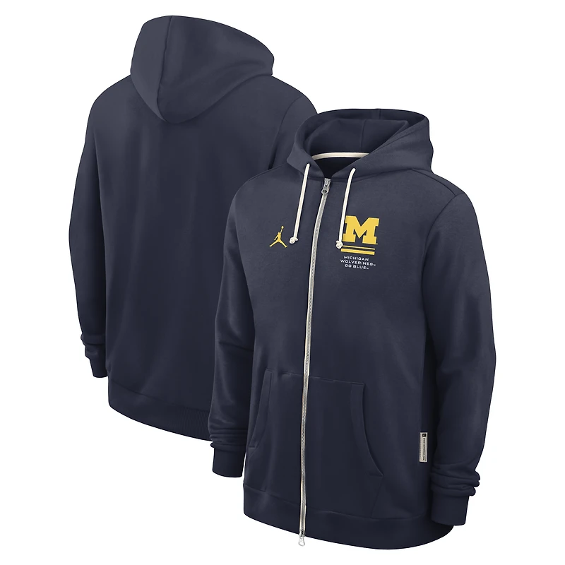 Men's Jordan Brand Navy Michigan Wolverines 2026 Sideline Standard Issue Dri-FIT Full-Zip Hoodie
