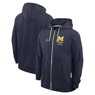 Men's Jordan Brand Navy Michigan Wolverines 2026 Sideline Standard Issue Dri-FIT Full-Zip Hoodie