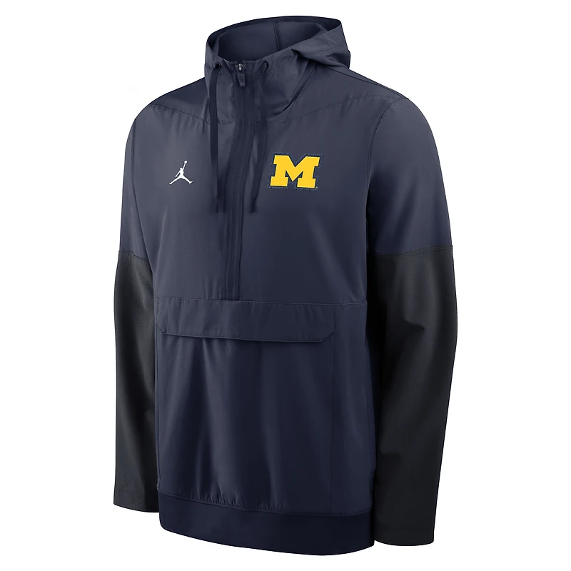 Men's Jordan Brand Navy Michigan Wolverines Anorak Half-Zip Hoodie Jacket