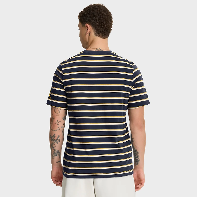 T-shirt Jordan Brand bleu marine Michigan Wolverines Athletic Prep Legacy Summit Stripe pour homme