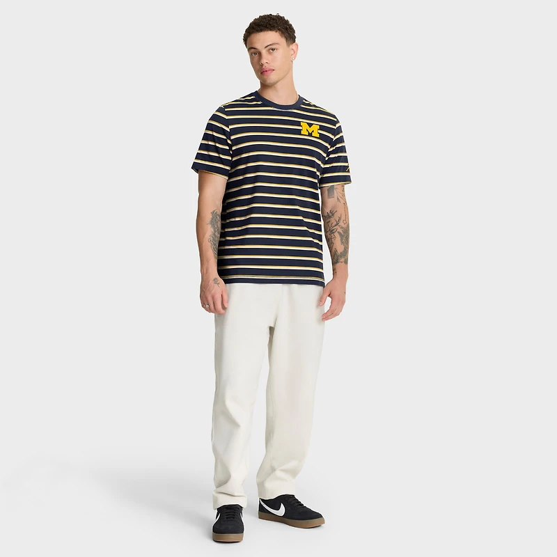 T-shirt Jordan Brand bleu marine Michigan Wolverines Athletic Prep Legacy Summit Stripe pour homme