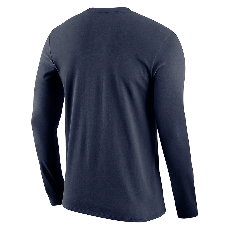 T-shirt de basket-ball à manches longues Jordan Brand pour hommes, bleu marine, Michigan Wolverines