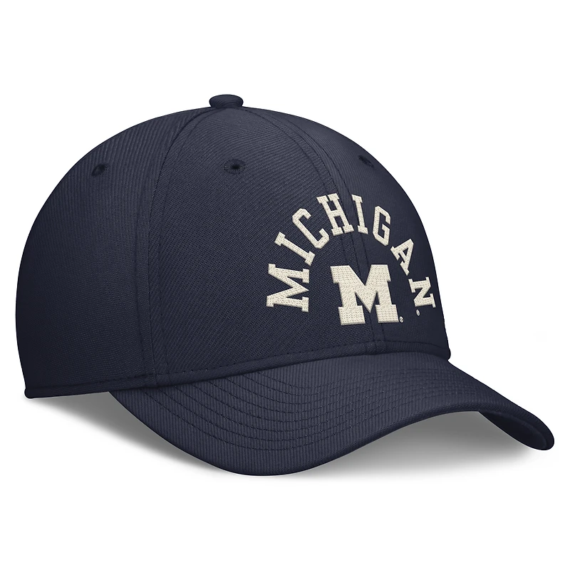 Men's Jordan Brand  Navy Michigan Wolverines Campus Prep Chained & Arched Swooshflex Flex Hat