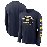 T-shirt à manches longues Jordan Brand bleu marine pour homme, Michigan Wolverines, Classic Location