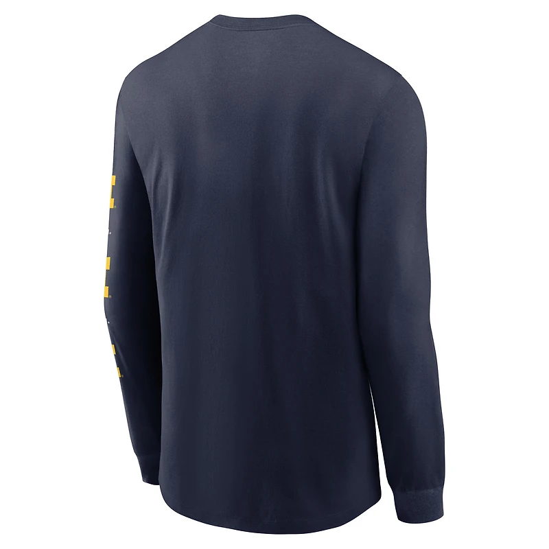 T-shirt à manches longues Jordan Brand bleu marine pour homme, Michigan Wolverines, Classic Location