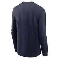 T-shirt à manches longues Jordan Brand bleu marine pour homme, Michigan Wolverines, Classic Location