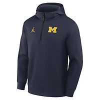 Sweat à capuche zippé 1/4 Jordan Brand bleu marine Michigan Wolverines Coaches Premium Dri-FIT pour homme