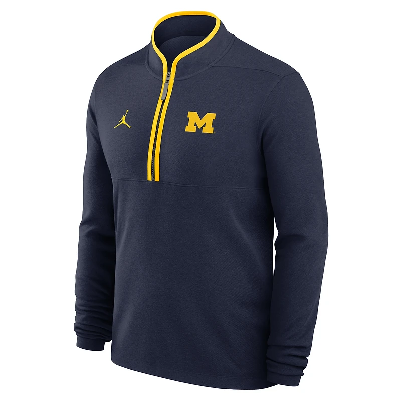 Men's Jordan Brand Navy Michigan Wolverines Courtside Victory Dri-FIT Half-Zip Pullover