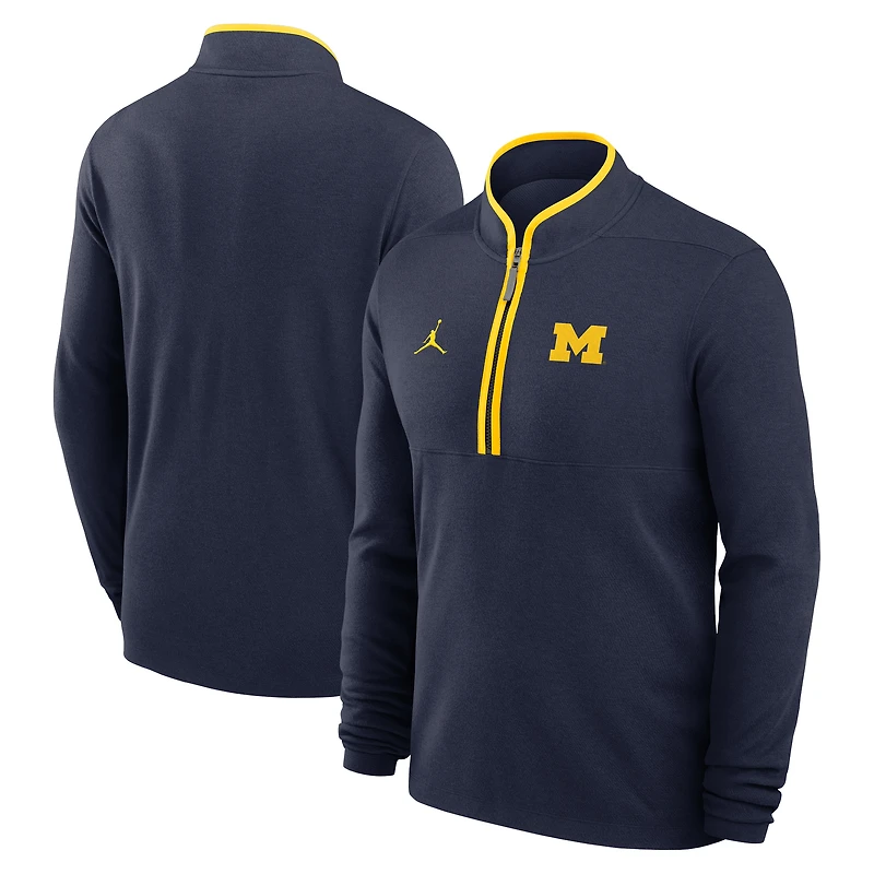 Men's Jordan Brand Navy Michigan Wolverines Courtside Victory Dri-FIT Half-Zip Pullover