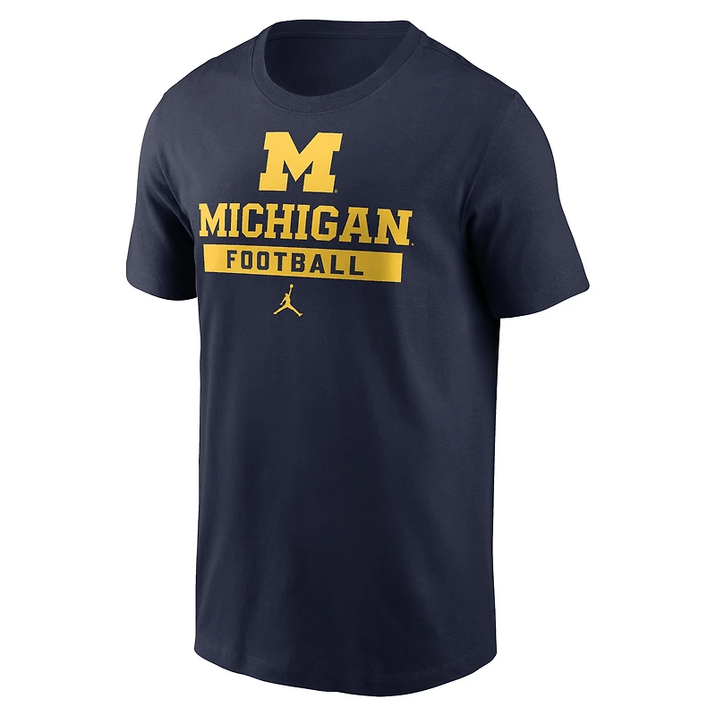 T-shirt de football Jordan Brand bleu marine pour homme des Wolverines du Michigan