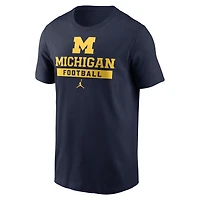 T-shirt de football Jordan Brand bleu marine pour homme des Wolverines du Michigan